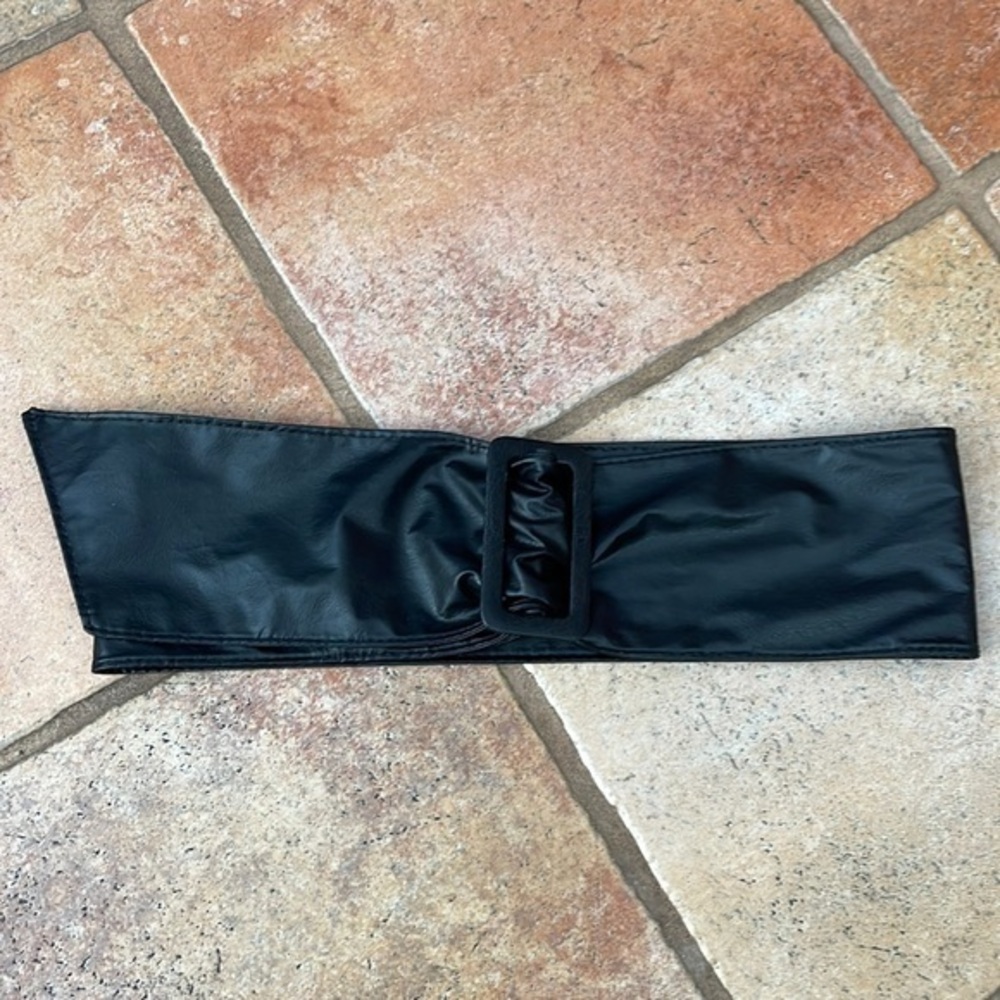 Faux leather wide belt
